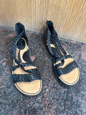 Women’s Black Braided Gladiator Sandals - Size 8